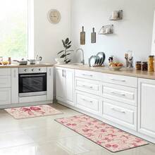 1pc Pink Bow Linen Rubber Kitchen Mat, Bathroom Mat, Door Mat, 2D Printed Rectangular Rug Suitable For Living Room, Bedroom, Hallway, Bathroom, Laundry Room, Polyester Rug, Suitable For Indoor And Outdoor Home Decor - Multicolor - View 11