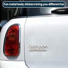 2PCS Seabee Edition Emblem Car Decals, 3D Metal Letters Badge Sticker For Auto Fender Trunk Tailgate, Car Accessories, Armed Force Military Adhesive Decal For SUV Truck Laptop Silver/Black - 銀/黑色 - 查看 3