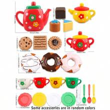 Set Pesta Teh Sore untuk Anak Perempuan, 24 Buah, Set Boneka Pesta Teh untuk Bermain Peran, Set Boneka Dapur Donat dan Kue, Set Teko Makanan Penutup, Hadiah Natal dan Ulang Tahun untuk Anak-Anak - Minum Teh Sore Natal - View 13