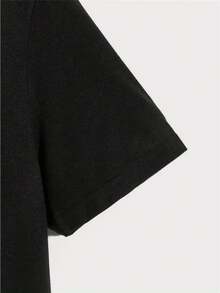 Camiseta de manga corta de cuello redondo para hombre, estilo regular, moda casual y cómoda para primavera y verano, ideal para vacaciones de ocio, ropa de hombre como regalo - Negro - Ver 4