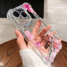 1pc Creative Y2K Cute Pink Flower Turtle Transparent Shockproof Raised Edge Phone Case Compatible With Apple 17 Pro Max/ 9 Pro XL/ Smart 8/ Hot 40i/Spark 20/Spark 20C/Spark Go 2024/ Moto G84/Honor X9b/Galaxy S26 S25 S24 Ultra S24 Plus S24 FE S23 S22 S21 S20 A73 A72 A70 A55 A54 A53 A52 A50 A30 A42 A35 A34 A33 A25 A24 A20 A30 A15 A17 - Clear - View 2