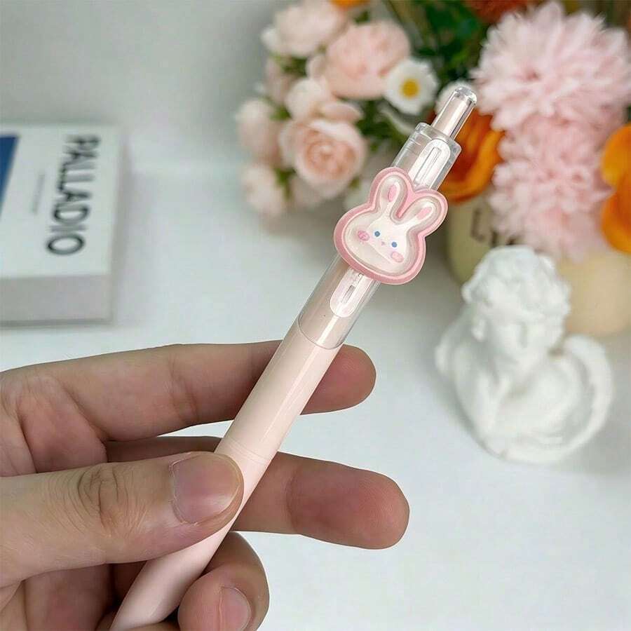 1支/5支/10支裝可愛兔子造型中性墨水筆組 - 粉色高品質蝴蝶結系列按壓筆,派對禮物,開學必備品,繪圖筆,學校用品,時尚文具,紀念品多件組禮包 - 黑色A - 查看 1