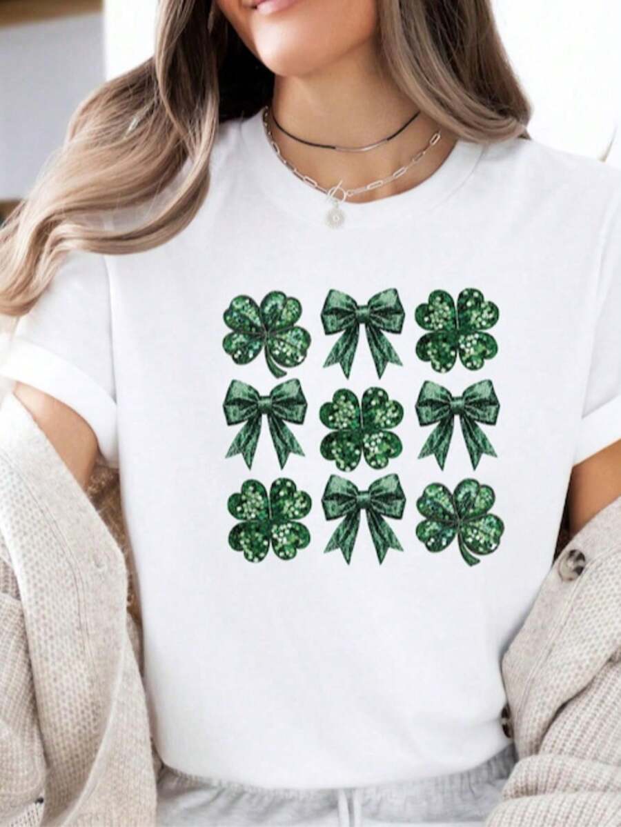 1 Piece Shamrock's Social Club PNG, St. Patrick's Day PNG Designs, Retro St. Patrick's Day Beer Mug, Funny, 180g 100% Cotton - 白色 5 - 查看 1