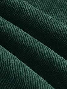 High Waist Solid Color Double Patch Pocket Straight Leg Plus Size Women Pants Solid Color Zipper Pocket Button - Dark Green - View 5