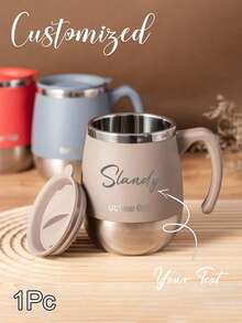 Caneca de Café Personalizada em Aço Inoxidável Isolada com Tampa e Alça, Isolamento a Vácuo de Parede Dupla, 500ml, Reutilizável, Casa Escola Escritório, Presente de Aniversário, Dia dos Namorados, Dia das Mães, Dia dos Pais, Para Amantes de Café, Presente de Formatura - Multicolorido - Visão 1