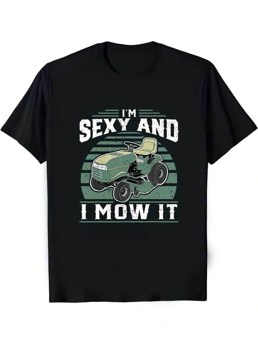 Vintage Lawn Tractor Graphic Tee For Adults, Featuring A Casual Summer Design With A Soft Crew Neck And Slight Stretch, Made From 100% Fabric Weighing