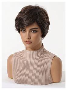 Wig Pixie Pendek Wanita, Wig Berlapis Cokelat Tua dengan Poni Penuh, Tampilan Alami dan Menawan, Jaring Rambut Bernapas, Serat Tahan Panas, Lembut dan Ringan, Tidak Licin dan Nyaman, Cocok untuk Pemakaian Sehari-hari, Bepergian dan Beraktivitas di Luar Rumah - Coklat - View 5