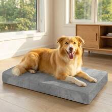 DUJUIKE Dog Bed Cover, Soft Plush Replacement Cover, 100% Waterproof, Soft Fleece/Velvet Material, Waterproof And Removable/Washable Dog Bed Cover (Light Gray) - Light Grey - View 2