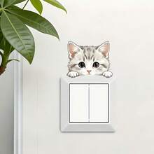 1pc Cute Cat Mini Switch Stickers, Removable Self-Adhesive Waterproof PVC Wall Stickers, Perfect For Bedrooms, Offices, Children's Rooms, Entryways, And Home Decor. - Wall Stickers - View 2