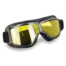 Kacamata Retro Kulit PU untuk Motor, Gaya Aviator untuk Cruiser, Skuter, ATV, Anti Gores, Anti Debu, Kacamata Helm Anti Angin - A - View 15