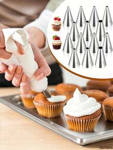 1pc/5pcs Round Piping Nozzle Set,Stainless Steel Cream Icing Piping Tips,Round Piping Tip,Stainless Steel Professional Cake Decorating Tips Set, Frosting Tip Cake Icing Tools,Cake Cookies Pastry Fondant Cream Bag Filler,Cake Decorating Tools - Multicolor - View 2