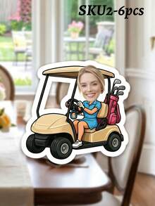 6/7/8/12/14/16/18/21/24 pièces Banderoles de fête thème golf personnalisées avec photo, Banderole photo de visage personnalisée, Plusieurs styles disponibles, Fournitures pour fête de golf et anniversaire, Parfait pour la sortie de golf/fête d'anniversaire des femmes, Décoration parfaite pour les passionnés de golf - Multicolore - Voir 10