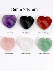 Yumfeel 2pcs Natural Stone Faceted Heart Pendants For Jewellery Making,Size16*16mm Charms For DIY Necklaces And Earrings.Jewellery Making Accessories - Multicolor - View 3