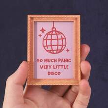 1pc Pink Disco Fridge Magnet, Wooden Photo Frame Refrigerator Magnet, Home Decor, Fun Gift! - one-size - View 11