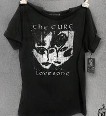 2026 The Cure T-shirt, 100% kammad bomull, Fair-Wear-certifierad T-shirt - Unisex och dam-T-shirts, sommarkläder för kvinnor - Svart - Visa 3