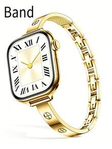 Huastonband 女款金屬金色夏季海灘飾品 精緻優雅鏈條手鍊手環 適用於 錶帶 38/40/41/42/44/45/46/49mm 兼容 Ultra/SE/11/10/9/8/7/6/5/4/3/2/1 型號 智慧手錶配件 青年時尚可愛金屬腕帶⊕ 可調節式正式錶帶 表面印花 節日禮物 - 42/44/45/46/49mm - 查看 13