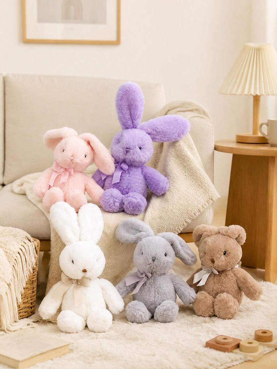 9.84 Inch/25cm Cute Rabbit Plush Doll, Soft Rabbit Doll, Stuffed Animal Rabbit Doll, Companion Doll, Birthday Gift, Perfect Gift, Suitable For Birthday, Easter, Home Decor, Valentine's Day, Halloween Decoration