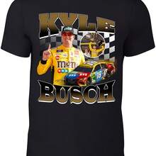 Kyle Busch Bootleg Style Throwback Style T-Shirt Men's Adult - Negro - Ver 1