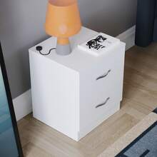 Home Discount Vida Designs Riano 2 Drawer Bedside Chest Cabinet Table Nightstand Bedroom Furniture Silver Handles Display Storage Unit - White - White - View 5