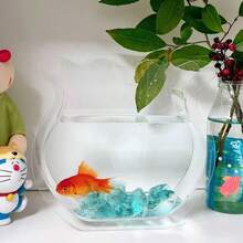 Nuevo adorno de acuario de acrílico transparente para peces de pelea tailandeses, jarrón creativo estilo INS con piedra de cristal de perla asimétrica, paisaje para acuario de peces dorados, pequeño para oficina y hogar, tanque dedicado para peces ornamentales - Ver 3