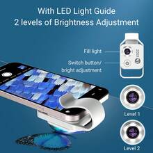 Microscopio USB APEXEL para Smartphone, Lupa Mini Portátil 200X, Filtro CPL Integrado & Luz LED, Batería Recargable de 110mAh; Microscopio para Teléfono Compatible con Casi Todos los Smartphones - Ver 6