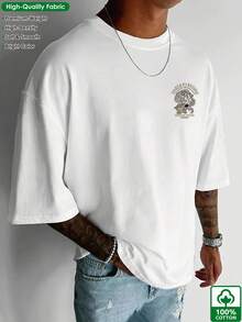 1pac.100% Cotton. Minimalist. 1pac Men's Vintage 100% Pure Cotton Printed T-Shirt, Simple, Stylish, And Comfortable, Casual Printed T-Shirt HC307-S. Camiseta Hombre - 白色 - 查看 2