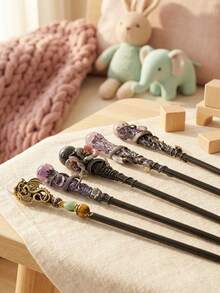 1pc Crystal Wand, Handmade DIY Wand, Cosplay, Halloween Scepter, Witch Cane, Crystal Scepter Divination Magic Wand Spirit Healing Gemstone Energy, Magic Positive Energy Crystal Wand, Spiritual Home Decor, Suitable Birthday/Halloween Gift - Multicolor - View 3