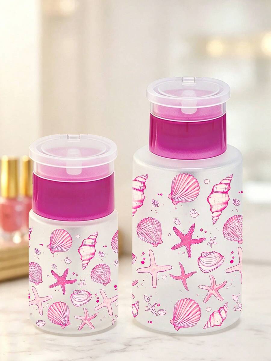 Nagellackentferner-Flasche mit Meeresleben-Muster, geeignet für Nagellackentferner - nachfüllbare Reiseverpackungsflasche, geeignet für Zuhause, Salon und Reisegebrauch. Lippen- und Augen-Make-up-Entferner, wiederverwendbar, Make-up-Entferner-Flasche, Reise-Essential - Verschiedenfarbig - Übersicht 1