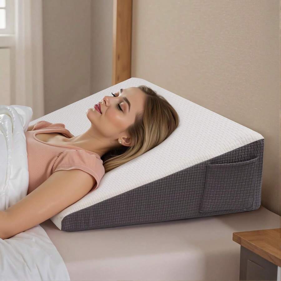 Wedge Pillow – Elevated Triangle Bed Pillow For Reading, Sleeping, Legs & Back - Gray - View 1