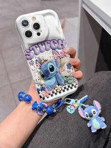Disney Has Authorized, Phone Case - Chain Set, The Stitch Lilo & Stitch 3D Phone Case Plus A Silicone 3D Stitch Bracelet With Metallic Ring Removable Bracelet, Stitch And Angel Pattern, Compatible With Iphone17/16/15/14/13/12/11/XS/XR/X Plus Pro Max, A Stylish Cartoon Phone Case, The Perfect Gift Choice, Phone Protection, Durable Phone Cover, Great Gift For Friends And Family. - 白色 - 查看 3