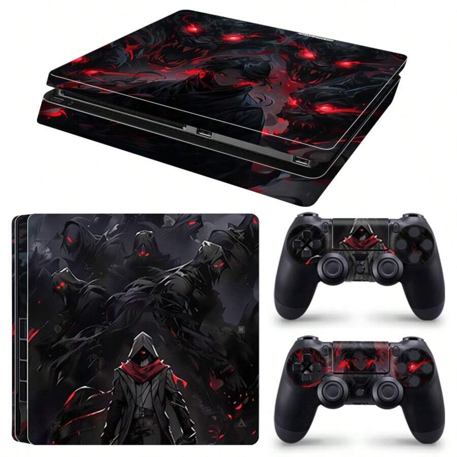 1 Set Slim Console & Controller Skin Sticker Decal, Printed Pattern, Waterproof, Scratch-Resistant, , Personalized Decorative Protective Film - View 1