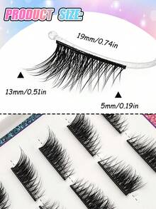 10 pares de pestañas medias sin pegamento y sin necesidad de removedor, pestañas de ojo de gato naturales autoadhesivas, pestañas pre-pegadas reutilizables, sin necesidad de pegamento, pestañas en tira naturales - Negro - Ver 4