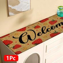 1pc, Home Decor, Strawberry Pattern Print, Linen Kitchen Rug, Kitchen Mat, Floor Mat, Bathroom Mat, Door Mat, 3D Print Rectangular, Suitable For Living Room, Bedroom, Hallway, Bathroom, Laundry Room - Polyester Rug, Suitable For Indoor And Outdoor Home Decor - Multicolor - View 13