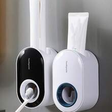 1pc Automatic Toothpaste Dispenser With RT5 And RT2 Slots, Convenient And Hygienic Toothbrush Holder, Suitable For Bathroom, Bathroom Storage And Organization - Multicolor - View 11