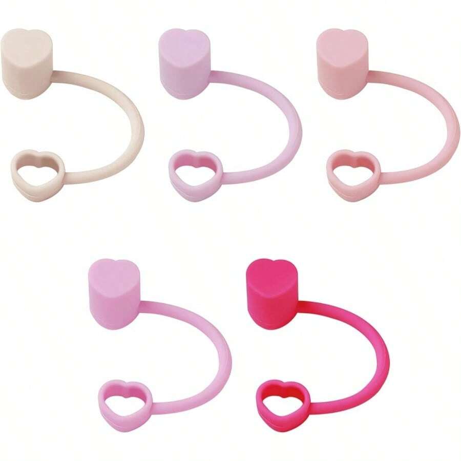 - Tapones de paja en forma de corazn: para vasos y accesorios de copa 30, 40 onzas, paquete de 5 unidades, multicolor para nias, regalos de San Valentn y Galentines - Decoración de corazón - Ver 1