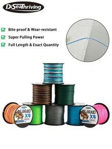 Braided Fishing Line - Ultra Strong - Abrasion Resistant - No Stretch - Blue Camo, Moss Camo, White, Green, Pink, Blue, 4-Strand Fishing Gear - Baby Blue - View 1
