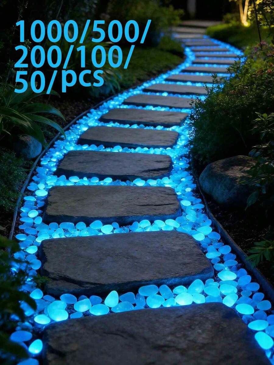 1000/500/200/100/50 viên đá phát sáng trong bóng tối, sỏi phát sáng phụ kiện sân vườn, trang trí tiểu cảnh bể cá, bộ sân vườn ngoài trời, đá lót bình, sỏi phát sáng sân vườn, khối đá trang trí sân và lối đi - A - Xem 1