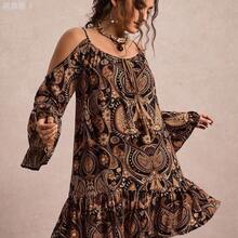 yonghongmaoyi1 Freevana Vestido sexy para fiesta y citas de noche para mujer talla grande con estampado de leopardo, hombros descubiertos y drapeado - Multicolor - Ver 4