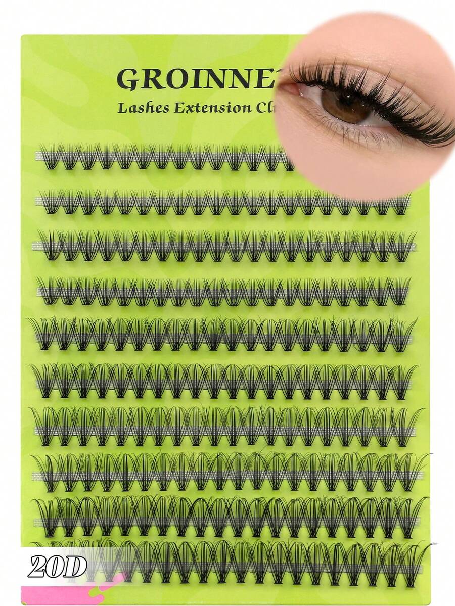 GROINNEYA 10排卡通風仙女假睫毛 單簇睫毛 自然妝感 8-16mm混長輕量DIY睫毛簇 超柔軟 適用居家與日常化妝