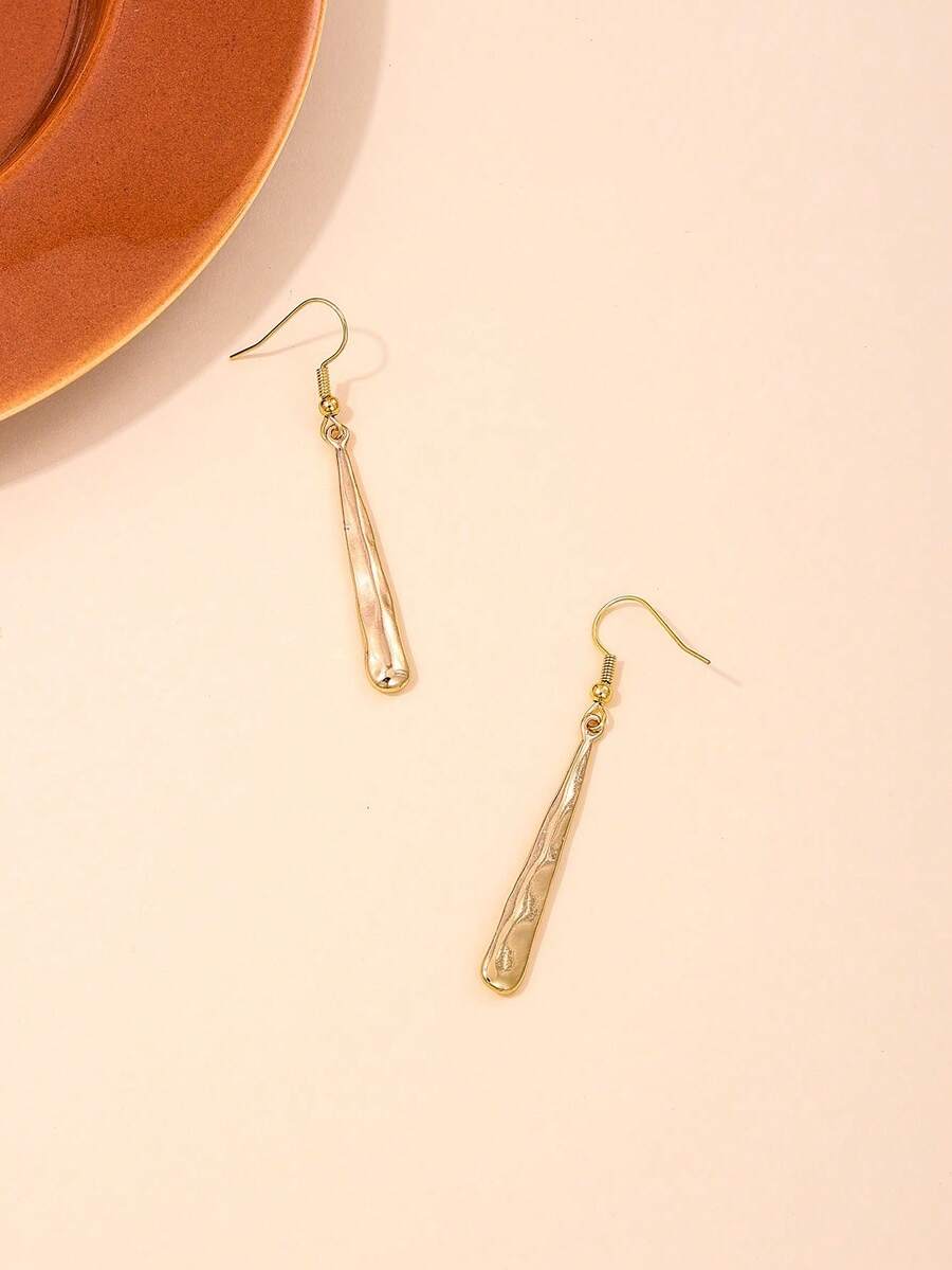 1 Pair Fashionable Versatile Exquisite Minimalist High-End Geometric Style Long Water Drop Earrings Suitable For Women's Daily Wear - Yellow Gold - View 1