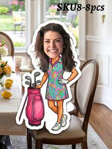 6/7/8/12/14/16/18/21/24 pièces Banderoles de fête thème golf personnalisées avec photo, Banderole photo de visage personnalisée, Plusieurs styles disponibles, Fournitures pour fête de golf et anniversaire, Parfait pour la sortie de golf/fête d'anniversaire des femmes, Décoration parfaite pour les passionnés de golf - Multicolore - Voir 28