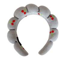 Sweet Cherry Embroidery Puff Cloud Headband, Soft Non-Slip Sponge Headband For Girls' Daily Wear And Skincare - Multicolor - View 13