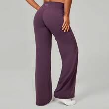 High Waisted Wide Leg Yoga Pants Women V Back Straight Leg Pilates Trousers Soft Loose Gym Fitness Lounge Pants Autumn Winter - ONFA007 - 查看 1