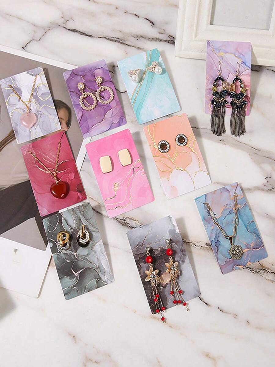 30 piezas Tarjetas de almacenamiento para aretes y collares, cartón de exhibición de joyería - Multicolor - Ver 1