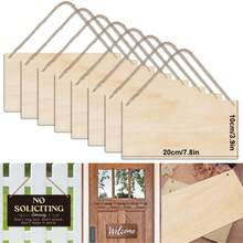 2/4/8pcs Unfinished Linden Wood Boards, Size 20x10cm/7.8x3.9in, Blank Rectangular Hanging Wooden Plaques, DIY Craft Project, With Rope, Wall Decor - 8pcs - View 2