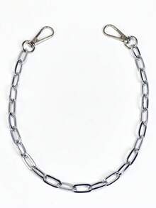 Cadena de una sola capa estilo gótico punk, accesorio de cinturón de moda urbana unisex, para combinar con jeans y cartera en atuendos de concierto - Plateado - Ver 2