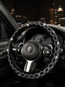 Bling Rhinestone Steering Wheel Cover - Elastic No Inner Ring Design With Plush Lining, Anti-Slip & Universal Fit For Cars, SUVs, Trucks - Fashionable Car Interior Accessory - A - View 12