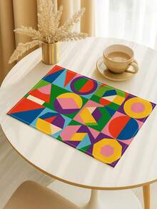 4pcs Geometric Colorful Modern Abstract Placemats, Heat Resistant Easy To Clean Washable, Holiday Decorative Placemats, Suitable For Kitchen, Home, Indoor/Outdoor Tabletop, Coffee Bar, Dining Table, Tea Break Party - Multicolor - View 9