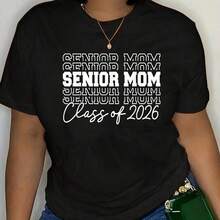 Cotton Senior Mom Class Of 06 Senior 06 Graduation 06 Mother T-Shirt 's Wo's Soft Breathable Tee Classic Fashion Summer Tops - Negro - Ver 1