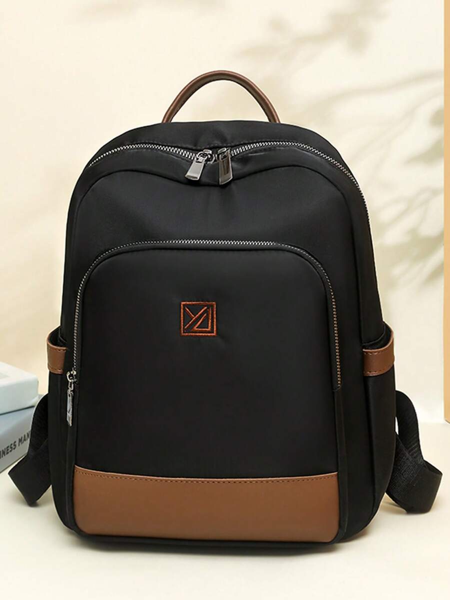 Multi‑Wear Casual Backpack Detachable Shoulder Strap Anti‑Theft Zipper Work Bag - Black - View 1